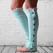Fashion Lace Spliced Buttons Warm Knitted Sock Leg Warmer