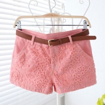 Candy Color Embroidery Lace Shorts Short Pants Trousers 