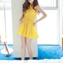 Sweet Lady Yellow Falbala Chiffon Tank Dress Sundress