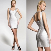 Sexy Bandage Backless Low-cut Sleeveless Slim Nightclub Dress