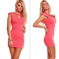 Sexy Hollow Out Pure Color Bocycon Dress