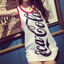 Fashion Reticular Letters Print Sleeveless Loose Jersey Tank Top