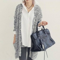 Fashion Hollow Out Long Sleeve Knitting Cardigan