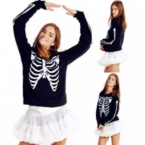 Fashion Skeleton Print Round Neck Long Sleeve Sweatshirt