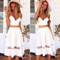 Sexy V-neck Sling Tops + Skirt Two-piece Set