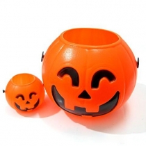 (2 in 1) Pumpkin Candy Basket Barrel Bowl Halloween Decorations 