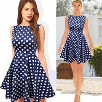 Fashion Polka Dots Sleeveless High Waist Dress