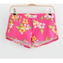 Bohemia Style Floral Print Contrast Color Hot Shorts