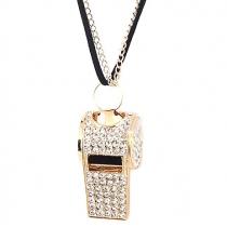 Cool Chic Rhinestone Whistle Necklace