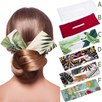 Bohemian Style Printed Bow-knot Hair Fixer Hair Band 2 Piece Set