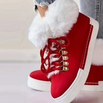 Front Lace-up Plush Snow Boots Padded Martin Boots