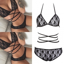 Sexy Lace-up See-through Lace Sexy Lingerie Set