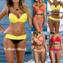 Sexy Contrast Color Push-up Bikini Set