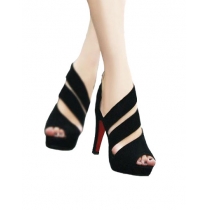 Chic Cute Stripe Cutout Peep-toe High-heeled Shoes