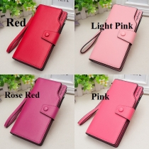 Concise Style Solid Color Hasp Wallet For Women