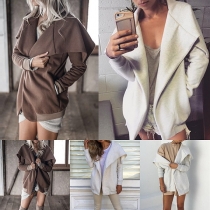 Fashion Solid Color Lapel Long Sleeve Women's Trench Coat