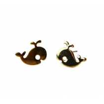 Cute  British Style Gold Little Whale Studs Earrings
