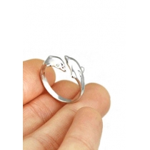 Cute Sweet Silver Dolphin Wrap-Around Ring