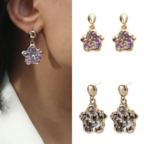 Fashion Rhinestone Inlaid Irregular Pentagram Shaped Earrings