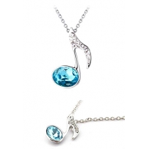Elegant Bling Rhinestone Music Note Crystal Pendant Necklace
