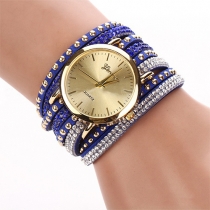 Punk Style Multi-layer Rivets Rhinestone Watch Band Bracelet Watches