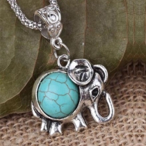 Ethnic Style Elephant Pendant Turquoise Necklace