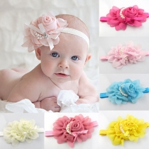 13 Colors Sweet 3D Flower Pearls Chiffon Baby Headband