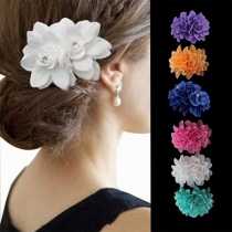 Sweet Style Rhinestone White 3D Flowers Hair Clips Hairpins
