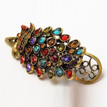 Retro Style Colorful Crystal Peacock-shaped Hairpin