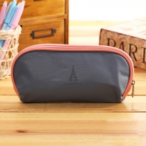 Cute Candy Color Portable PU Leather Pencil Bag Stationery Bag