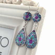 Ethnic Style Colorful Water Drop Pendant Earrings