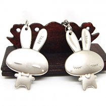 Cute Rabbit Metal Couple Keychain
