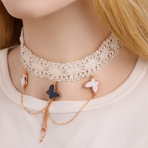 Sweet Bowknot Pendant Lace Necklace