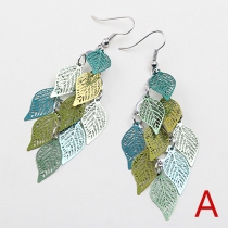Fashion Colorful Hollow Out Tree Leaves Earrings