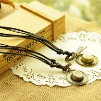 Vintage Style Alloy Pendant Faux Leather Chain Sweater Necklace