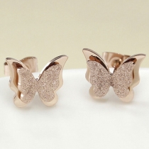 Fashion Rose Gold Plating Butterfly Shaped Stud Earrings