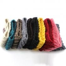 Fashion Solid Color Wooden Button Knit Headband