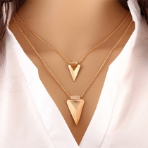Fashion Gold-tone Triangle Pendant Sweater Necklace