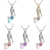 Fashion Rhinestone Crystal Heels Pendant Necklace