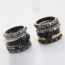 6 Pieces 1 Set Gold/Silver-tone All-match Rings