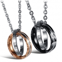 Fashion Rhinestone Titanium Steel Couple Necklace