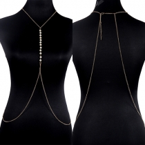 Fashion Gold-tone Pearl Tassel Body Chain
