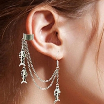 Fashion Silver-tone Fish Bone Tassel Earrings