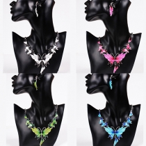 Fashion Butterfly Pendant Necklace + Earrings Set