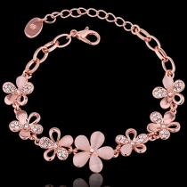 Fashion Rhinestone Opal Flower Bracelet