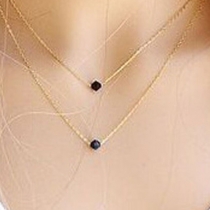 Fashion Black Crystal Pendant Double-layer Necklace