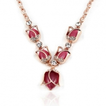 Fashion Rhinestone Tulip Opal Necklace