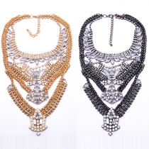 Fashion Gold/Silver-tone Rhinestone Necklace