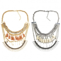 Fashion Gold/Silver-tone Tassel Pendant Necklace