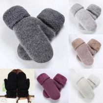 Fashion Solid Color Warm Knit Gloves